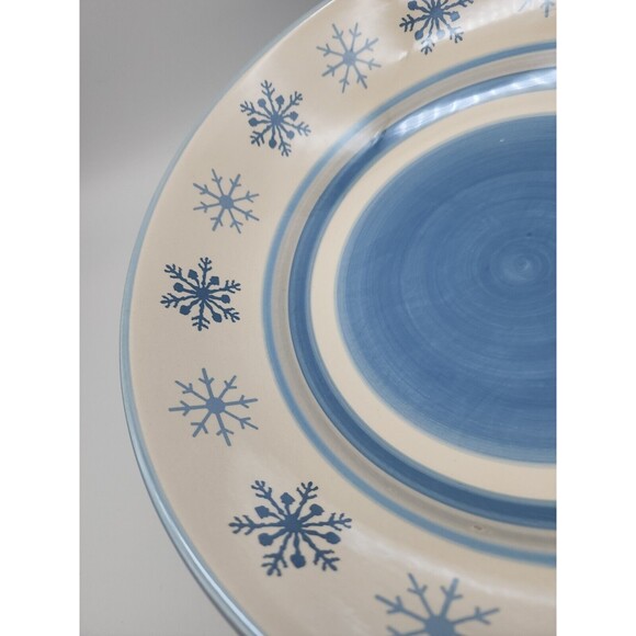 St. Nicholas Square WINTER FROST 12.5" Round 2.5 qt Serving Bowl Blue Snowflakes - Picture 6 of 12